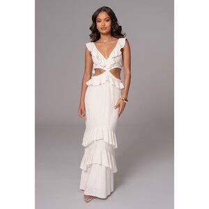 Beautiful New JLuxLabel Natural Sunshine Ruffle Linen Dress